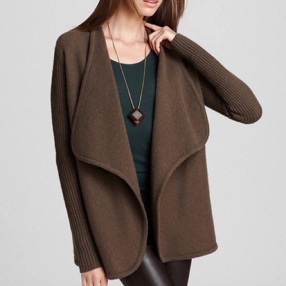 Vince Brown Boiled Wool Sweater Jacket - Picture 1 of 8